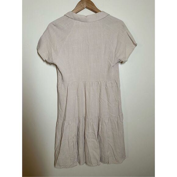 Cupshe Beige Button Front Linen Blend Dress Size Small New - Picture 5 of 5